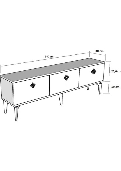 Midas Tv Stand (Alt Modül) Beyaz-Altın