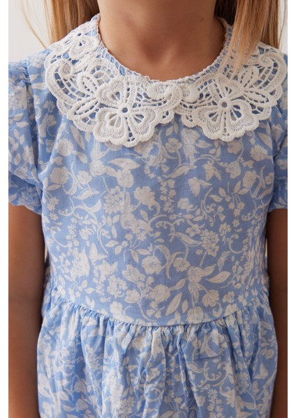 Kız Yaka Detaylı Vual Kumaş Elbise modelleri