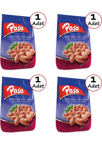 Paşa Kuruyemiş Kavrulmuş Tuzlu Yer Fıstığı 200 gr x 4 Adet