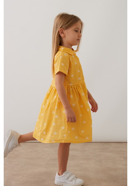 Kız Papatya Desenli Poplin Elbise modelleri