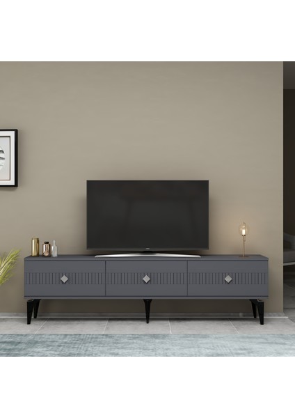 Midas Tv Stand (Alt Modül) Antrasit-Gümüş