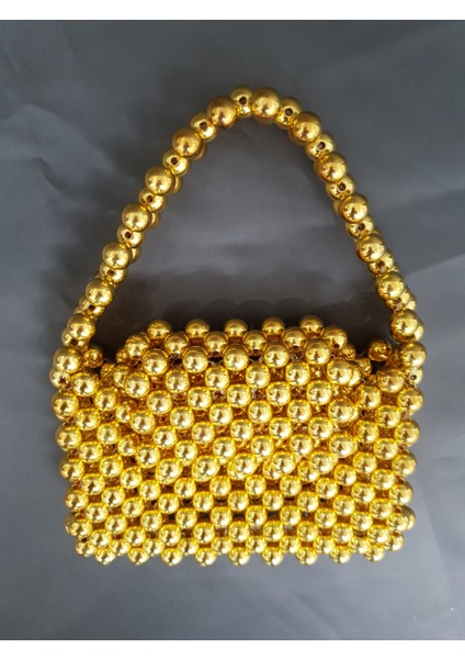 Abiye, Gelin, Gece Kullanımı Için Metal Gold Boncuk Çanta