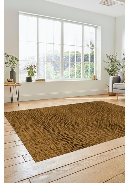Dijital Baskı Kaymaz Yıkanabilir Sade Düz Desen Yolluk Mutfak Salon Halısı, Sade-38-Kahve,