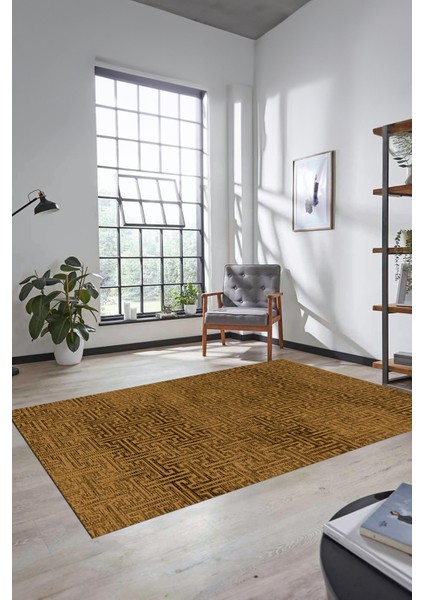 Dijital Baskı Kaymaz Yıkanabilir Sade Düz Desen Yolluk Mutfak Salon Halısı, Sade-38-Kahve,