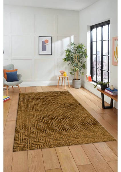 Dijital Baskı Kaymaz Yıkanabilir Sade Düz Desen Yolluk Mutfak Salon Halısı, Sade-38-Kahve,