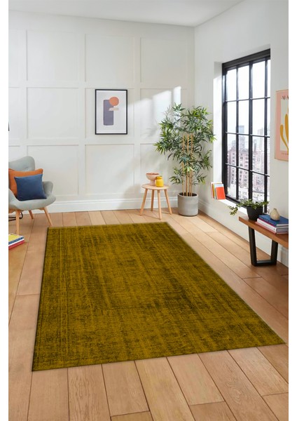 Dijital Baskı Kaymaz Yıkanabilir Sade Düz Renk Tasarım Yolluk Mutfak Salon Halısı, Sade-45-Sarı,