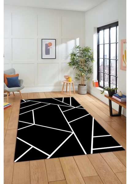 Dijital Baskı Kaymaz Yıkanabilir Sade Çizgili Yolluk Mutfak Koridor Salon Halısı, Sade-50-Siyah, fiyatları