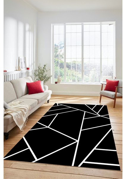 Dijital Baskı Kaymaz Yıkanabilir Sade Çizgili Yolluk Mutfak Koridor Salon Halısı, Sade-50-Siyah, fırsatları