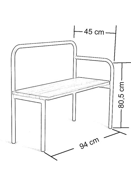 U Bench Mercan Meşe