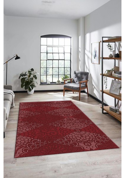 Düz Renk Sade Motifli Dijital Kaymaz Taban Yıkanabilir Yolluk Salon Halısı Sade-34-Bordo fiyatları
