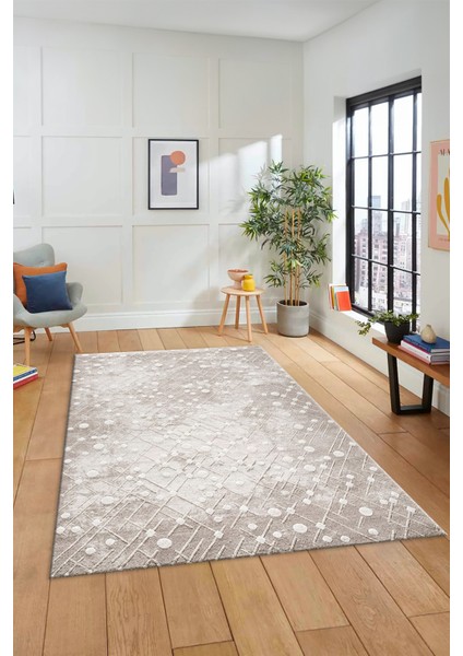Dijital Baskı Kaymaz Yıkanabilir Sade 3D Yolluk Mutfak Koridor Salon Halısı, Sade-48-Bej,