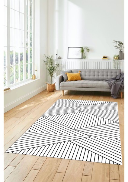 Dijital Baskılı Kaymaz Taban Yıkanabilir Çizgili Desen Yolluk Mutfak Salon Halısı, Sade-08-Beyaz, indirimleri