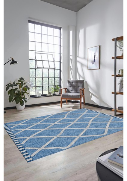 Özel Tasarım Düz Renk Sade Desen Kaymaz Taban Yıkanabilir Yolluk Salon Halısı, Sade-24-Mavi, indirimleri