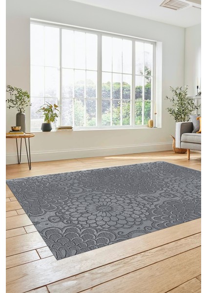 Düz Renk Sade Motifli Dijital Kaymaz Taban Yıkanabilir Yolluk Salon Halısı, Sade-34-Gri,