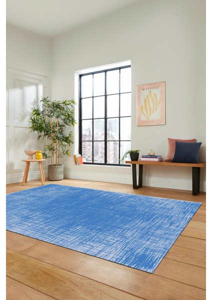 Dijital Kaymaz Taban Yıkanabilir Sade Düz Desen Yolluk Mutfak Salon Halısı, Sade-14-Mavi,