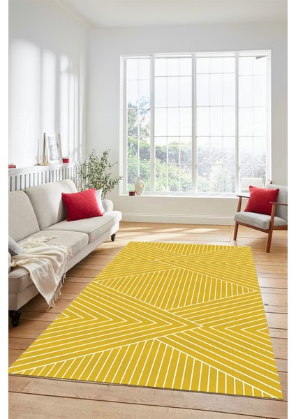 Dijital Baskılı Kaymaz Taban Yıkanabilir Çizgili Desen Yolluk Mutfak Salon Halısı, Sade-08-Sarı, modelleri