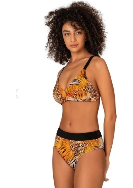 Endeep Kadın Kaplan Desen Toparlayıcı Bikini Takımı 22336