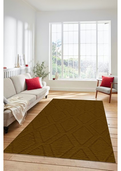 Dijital Baskılı Kaymaz Taban Yıkanabilir Kilim Desen Yolluk Mutfak Salon Halısı, Sade-02-Kahve, modelleri