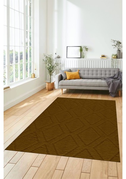Dijital Baskılı Kaymaz Taban Yıkanabilir Kilim Desen Yolluk Mutfak Salon Halısı, Sade-02-Kahve, indirimleri