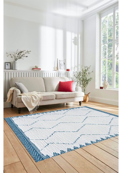 Dijital Kaymaz Taban Yıkanabilir Sade Kilim Desen Yolluk Mutfak Salon Halısı, Sade-17-Mavi, fiyatları