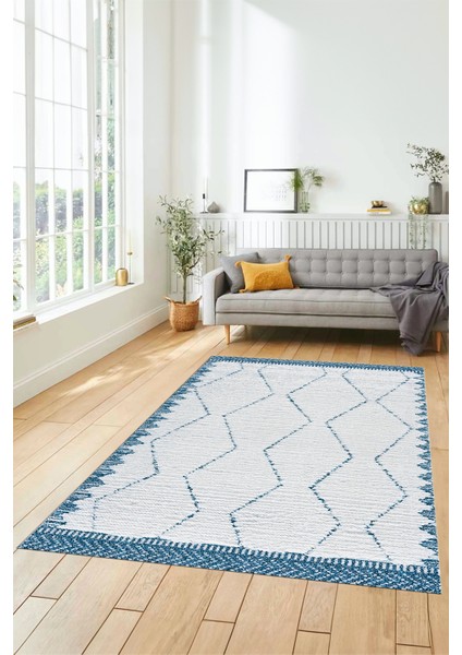 Dijital Kaymaz Taban Yıkanabilir Sade Kilim Desen Yolluk Mutfak Salon Halısı, Sade-17-Mavi, modelleri