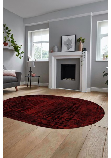 Baskılı Kaymaz Taban Yıkanabilir Sade Motifli Oval Yolluk Mutfak Salon Halısı, O-Sade-16-Bordo, fiyatları