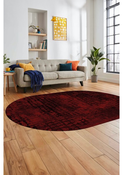 Baskılı Kaymaz Taban Yıkanabilir Sade Motifli Oval Yolluk Mutfak Salon Halısı, O-Sade-16-Bordo, fırsatları