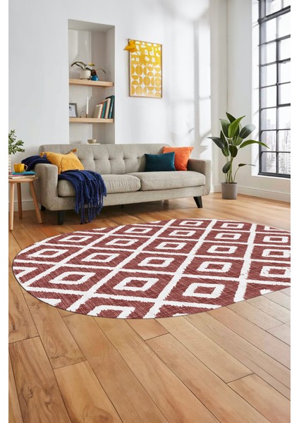 Sade Baklava Desen Motifli Kaymaz Taban Yıkanabilir Oval Yolluk Salon Halısı, O-Sade-27-Bordo, fiyatları