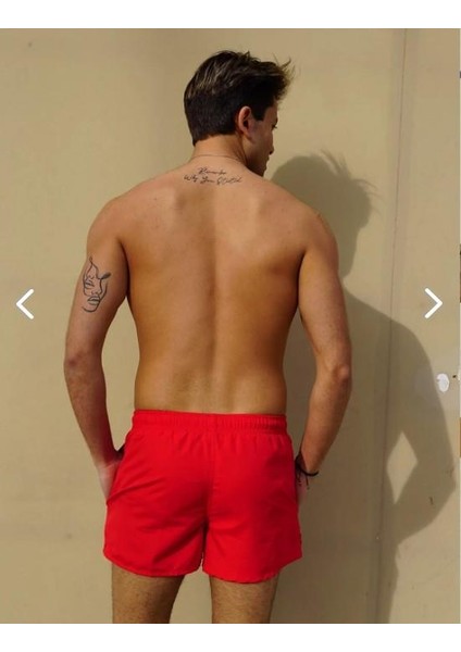 Miami Beacherkek Kırmızı Düz Renk Iki Yan Cepli Mini Boy Mayo Deniz ŞORTU-2202 modelleri