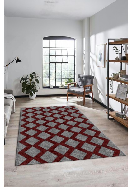 Dijital Baskı Kaymaz Yıkanabilir Sade Motifli Yolluk Mutfak Salon Halısı Sade-40-Bordo