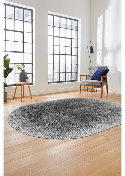 Dijital Baskı Kaymaz Yıkanabilir Sade Düz Renk Tasarım Oval Yolluk Salon Halısı, O-Sade-43-Siyah, fırsatları