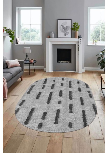 Dijital Baskı Kaymaz Yıkanabilir Sade Düz Oval Yolluk Koridor Salon Halısı, O-Sade-49-Gri, fırsatları