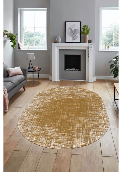 Baskılı Kaymaz Taban Yıkanabilir Sade Düz Desen Oval Yolluk Mutfak Salon Halısı, O-Sade-14-Kahve, fiyatları