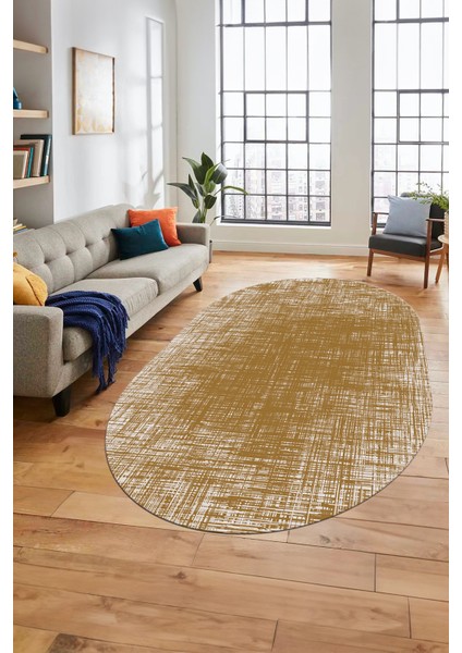 Baskılı Kaymaz Taban Yıkanabilir Sade Düz Desen Oval Yolluk Mutfak Salon Halısı, O-Sade-14-Kahve, fırsatları