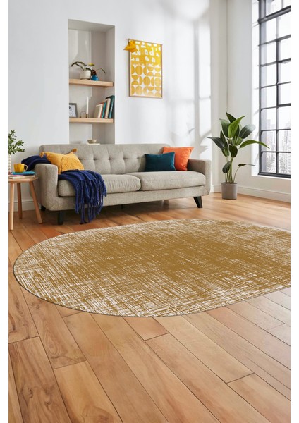 Baskılı Kaymaz Taban Yıkanabilir Sade Düz Desen Oval Yolluk Mutfak Salon Halısı, O-Sade-14-Kahve, indirimleri