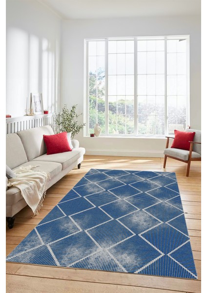 Dijital Baskı Kaymaz Yıkanabilir Sade Şık Motifli Yolluk Mutfak Salon Halısı, Sade-41-Mavi, indirimleri