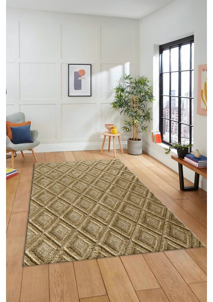 Sade Baklava Desen Motifli Kaymaz Taban Yıkanabilir Yolluk Salon Halısı, Sade-28-Kahve, indirimleri