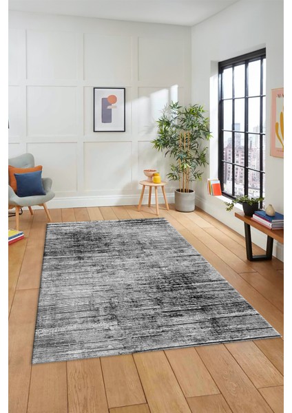 Düz Renk Sade Desen Dijital Kaymaz Taban Yıkanabilir Yolluk Salon Halısı, Sade-37-Gri,