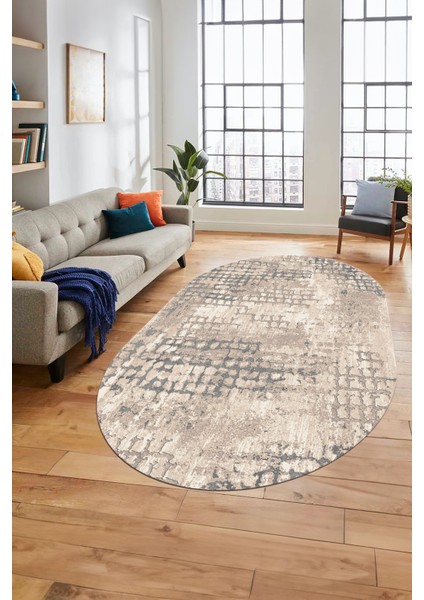 Baskılı Kaymaz Taban Yıkanabilir Sade Motifli Oval Yolluk Mutfak Salon Halısı, O-Sade-16-Vizon, modelleri