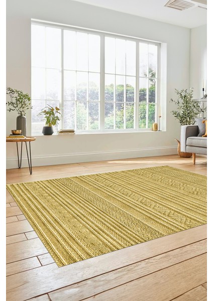 Kilim Desenli Sade Motifli Kaymaz Taban Yıkanabilir Yolluk Salon Halısı, Sade-30-Sarı, fiyatları