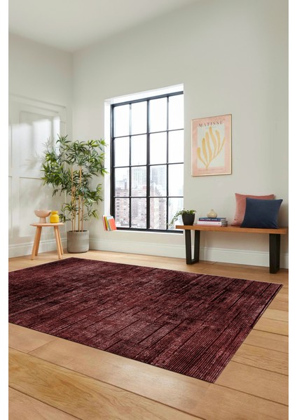 Düz Renk Sade Desen Dijital Kaymaz Taban Yıkanabilir Yolluk Salon Halısı Sade-37-Bordo indirimleri