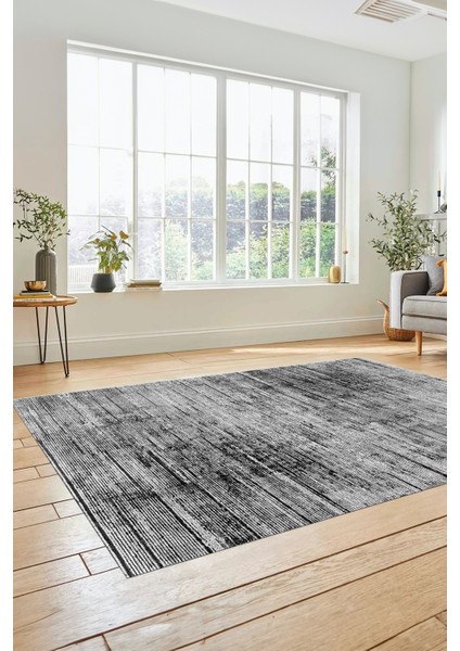 Düz Renk Sade Desen Dijital Kaymaz Taban Yıkanabilir Yolluk Salon Halısı, Sade-37-Gri,
