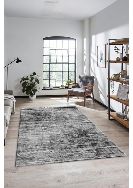 Düz Renk Sade Desen Dijital Kaymaz Taban Yıkanabilir Yolluk Salon Halısı, Sade-37-Gri,