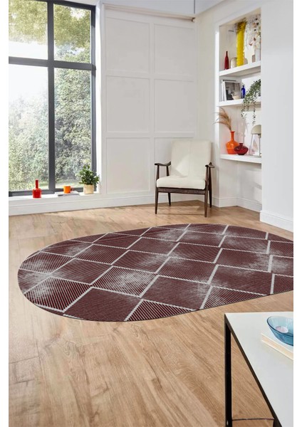 Dijital Baskı Kaymaz Yıkanabilir Sade Şık Motifli Oval Yolluk Mutfak Salon Halısı, O-Sade-41-Bordo, fiyatları
