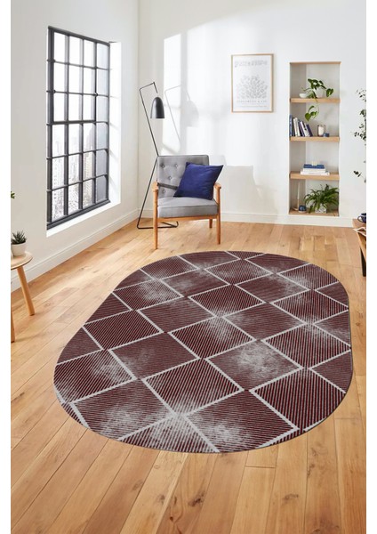 Dijital Baskı Kaymaz Yıkanabilir Sade Şık Motifli Oval Yolluk Mutfak Salon Halısı, O-Sade-41-Bordo, modelleri