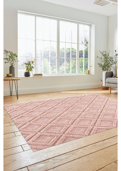 Sade Baklava Desen Motifli Kaymaz Taban Yıkanabilir Yolluk Salon Halısı, Sade-28-Pembe, fiyatları