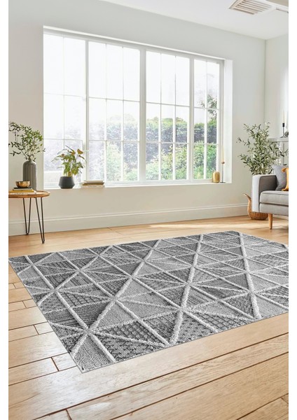 3D Dijital Kaymaz Taban Yıkanabilir Sade Motifli Yolluk Mutfak Salon Halısı, Sade-12-Gri,