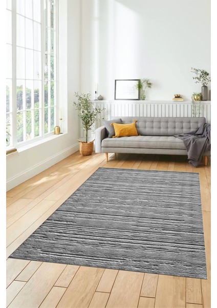 Düz Renk Sade Motifli Dijital Kaymaz Taban Yıkanabilir Yolluk Salon Halısı, Sade-32-Gri,