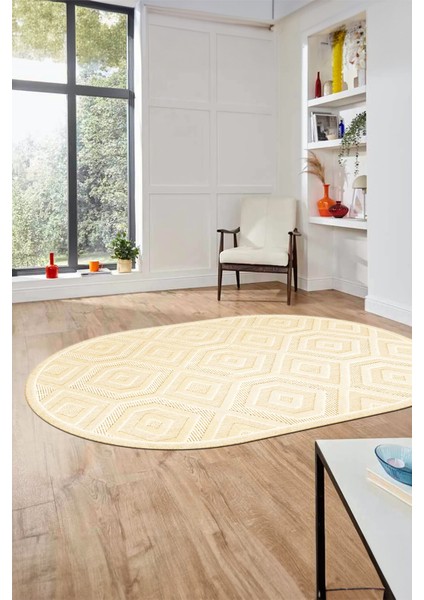 Düz Renk Sade Desen Motifli Kaymaz Taban Yıkanabilir Oval Yolluk Salon Halısı, O-Sade-26-Bej, indirimleri