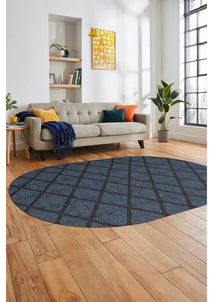 Düz Desenli Dijital Kaymaz Yıkanabilir Sade Oval Yolluk Koridor Salon Halısı, O-Sade-20-Mavi, fırsatları